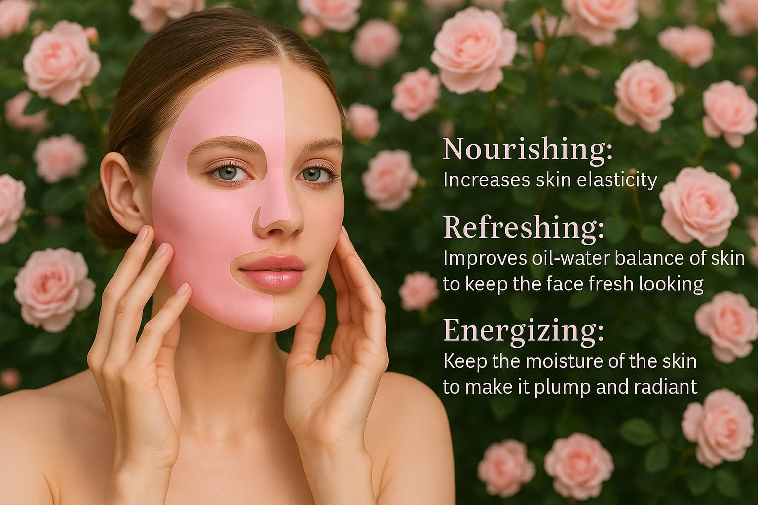 ZHIYEON Bio-Collagen Real Deep Mask, Hydrogel Face Mask with Rose Water and Peptides, Nourishing and Energizing, 24g, Pack of 5
