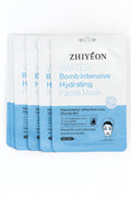 ZHIYEON Water Bomb Intensive Hydrating Facial Mask, Deep Moisturizing Sheet Mask with Hyaluronic Acid, Plant Extracts, 30ml, 5-Pack