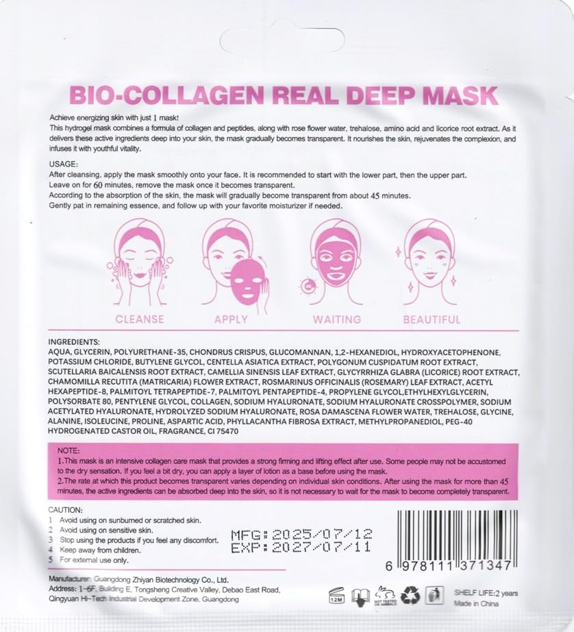 ZHIYÉON BIO-COLLAGEN REAL DEEP MASK, Pack of 5