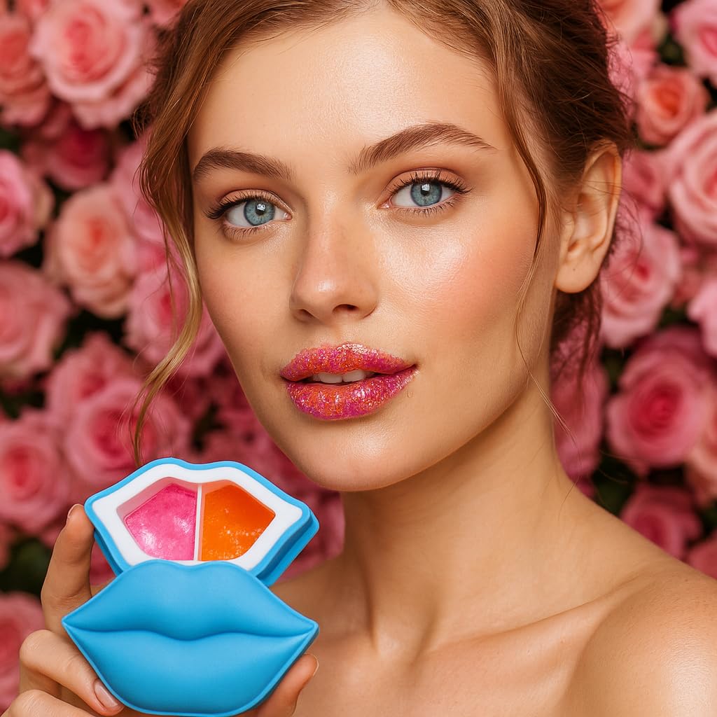 2 in 1 Lip Care Kit with Rose Lip Scrub and Sleeping Mask, Deep Nourishing and Moisturizing for Dry Chapped Lips, Natural Formula with Rose extract